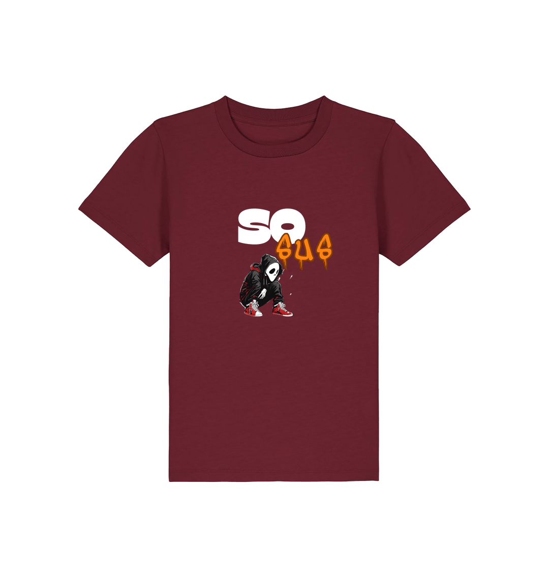 Burgundy Printed Kids T-Shirt